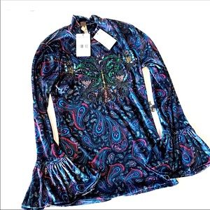 NWT $128 FREE PEOPLE velvet blouse top xs